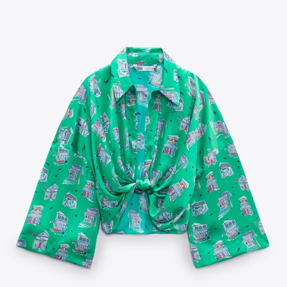 NWT Zara knotted printed top - Picture 4 of 5